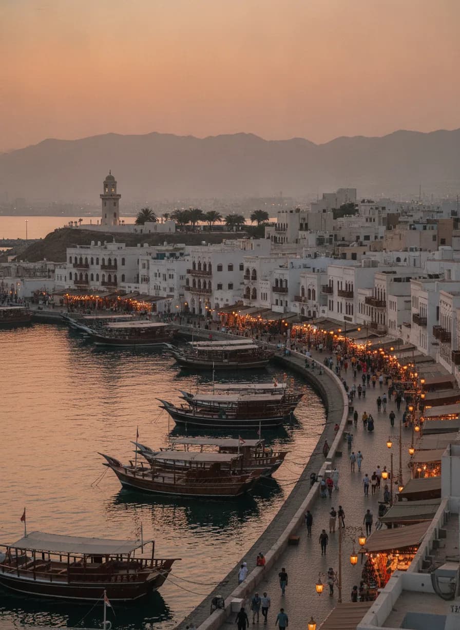 Mutrah Corniche en souk (Muscat)